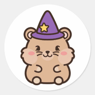 Sticker Rond Souris sorcière mignonne Halloween