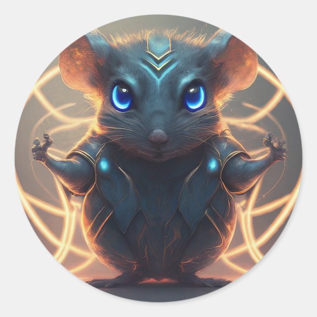 Sticker Rond Souris superhero (Devant)