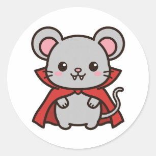 Sticker Rond Souris Vampire Mignonne Halloween