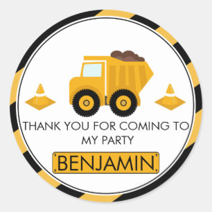 Sticker Rond Sous Construction Camion Anniversaire Favoriser St