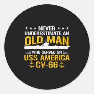 Sticker Rond Sous-estimer vieil homme qui a servi sur l'uss ame