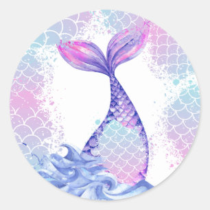 Sticker Rond Sous la mer 1er anniversaire fête mignonne rose bl