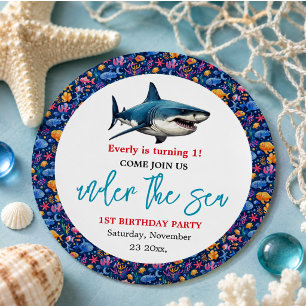 Sticker Rond Sous la mer 1er fête d'anniversaire