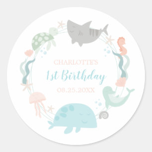 Sticker Rond Sous la mer Anniversaire