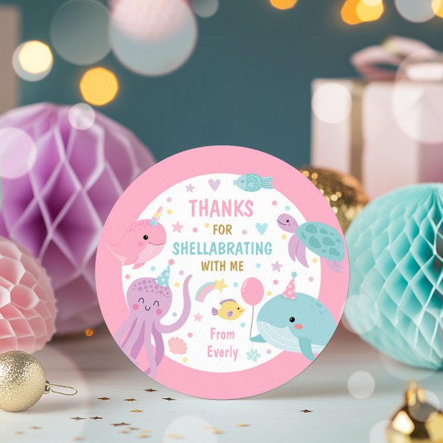Sticker Rond Sous La Mer Anniversaire Fête Cadeaux Faveurs (Créateur téléchargé)