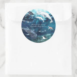 Sticker Rond Sous la mer   Baby shower océanique