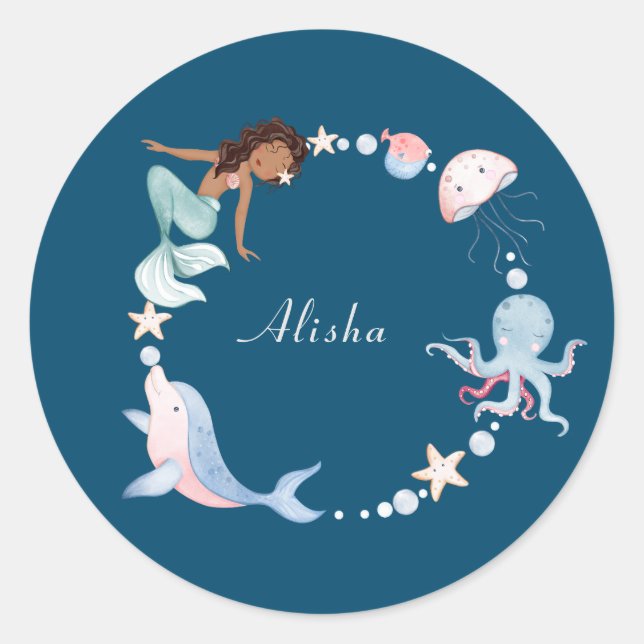 Sticker Rond Sous la mer coutume bleue (Devant)