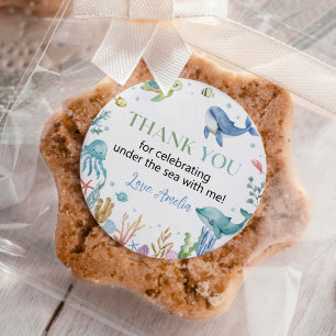 Sticker Rond Sous la mer Cute Ocean Animals Anniversaire