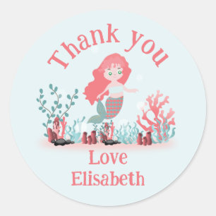 Sticker Rond Sous la mer Princesse Mermaid Anniversaire