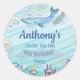 Sticker Rond Sous la mer Tout âge Anniversaire