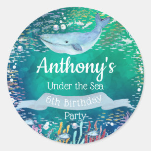 Sticker Rond Sous la mer Tout âge Anniversaire