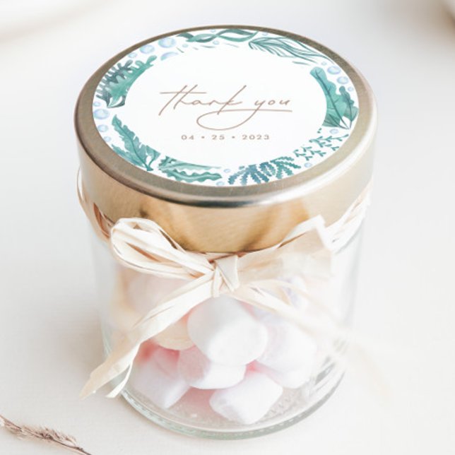 Sticker Rond Sous l'aquarelle marine Merci nautique (Créateur téléchargé)