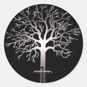 Sticker Rond Sous l'autocollant simple d'arbre