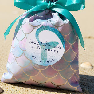 Sticker Rond Sous le Baby shower de sirène d'aquarelle de l'océ