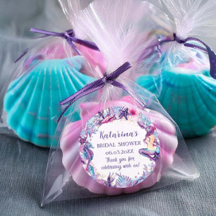 Sticker Rond Sous le Baby shower de sirène de mer violet Turquo