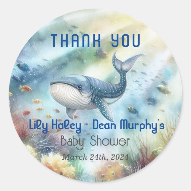 Sticker Rond Sous le Baby shower marin (Devant)