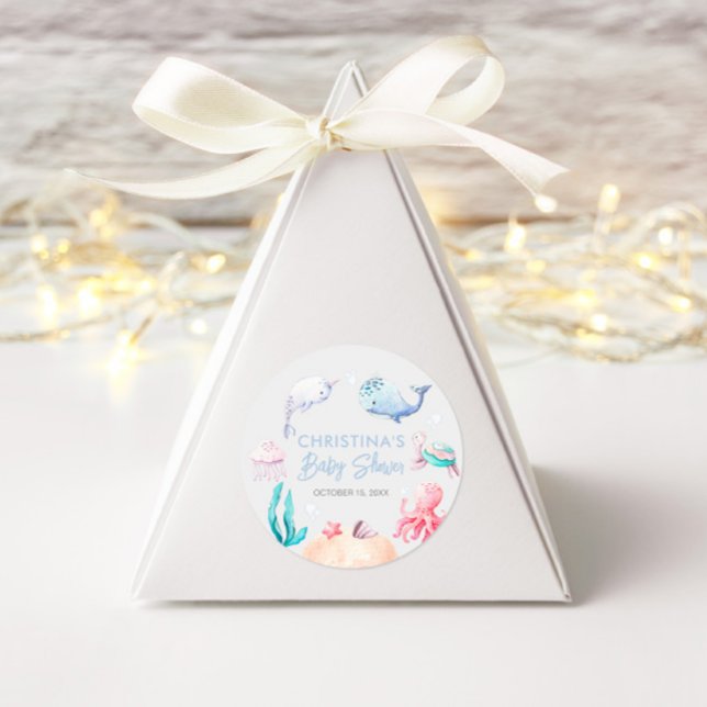 Sticker Rond Sous le Baby shower marin nautique (Créateur téléchargé)