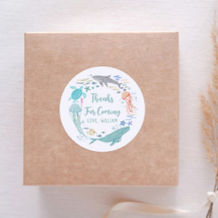 Sticker Rond Sous le Merci d'anniversaire de la mer