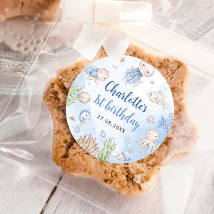 Sticker Rond Sous le parti Anniversaire de enfant de la mer