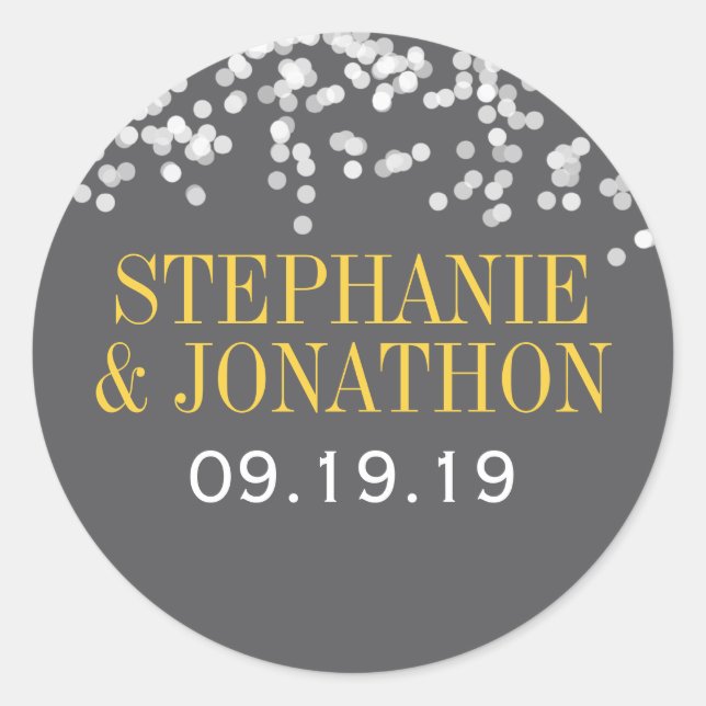 Sticker Rond Sous les étoiles gris et jaune (Devant)