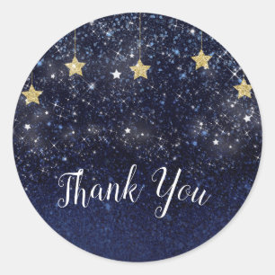 Sticker Rond Sous les étoiles Nuit étoilée Or Bleu Objet de fêt