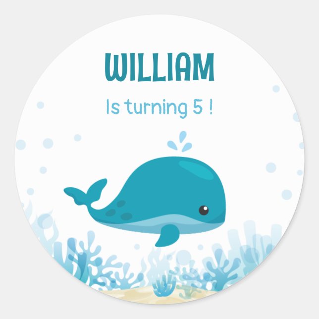 Sticker Rond Sous L'Océan Marin Animaux (Devant)