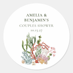 Sticker Rond Sous-marin Coral Coques Couples Douche