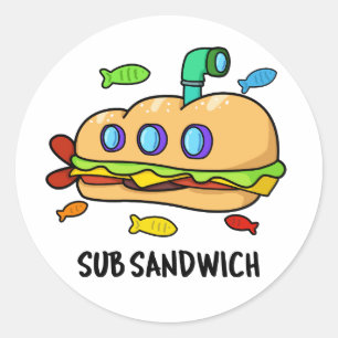 Sticker Rond Sous Sandwich Funny Food Pun