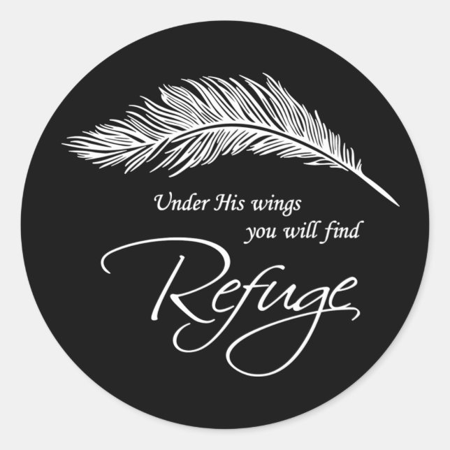 Sticker Rond Sous Ses Ailes Vous Trouverez Refuge (Devant)