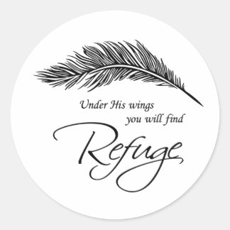 Sticker Rond Sous Ses Ailes Vous Trouverez Refuge