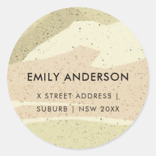 STICKER ROND SOUS-TLE PINK GRAY MODERNE VAGUES D'ART ABSTRAIT A