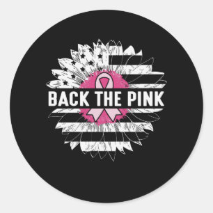 Sticker Rond Soutenez la fleur de marguerite rose Sensibilisati