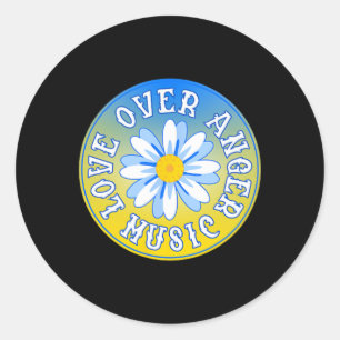 Sticker Rond Soutenez l'Ukraine Amour sur Musique de la colère