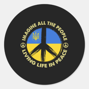 Sticker Rond Soutenez l'Ukraine Imaginez tous les gens vivant l