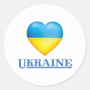 Sticker Rond Soutenez l'Ukraine - Paix et Amour pour l'Ukraine
