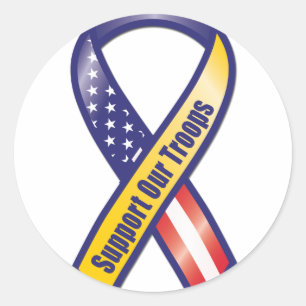 Sticker Rond Soutenez notre ruban de troupes