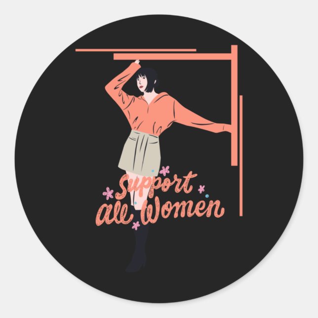 Sticker Rond Soutenez toutes les femmes 2 (Devant)