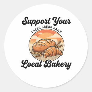 Sticker Rond Soutenez votre boulangerie locale - croissant de d
