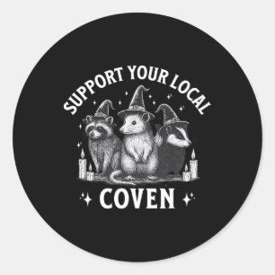Sticker Rond Soutenez Votre Coven Local Raton Laveur Opossum Mo