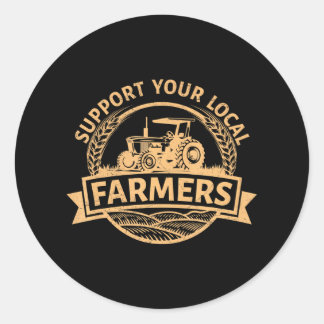 Sticker Rond Soutenez votre ferme agricole locale Farmer Harves