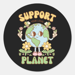 Sticker Rond Soutenez votre planète locale Hommes Femmes Enfant