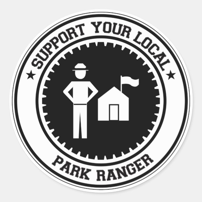 Sticker Rond Soutenez votre Ranger de parc local (Devant)