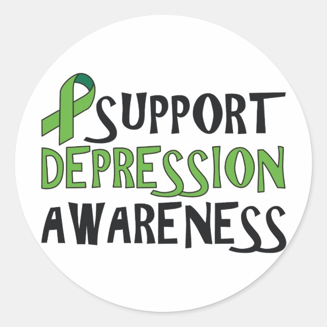 Sticker Rond Soutenir la sensibilisation à la dépression (Devant)