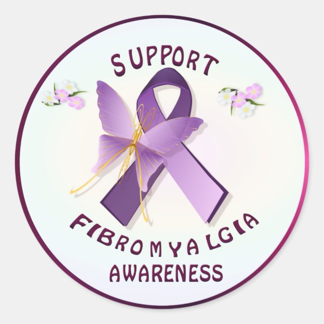 Sticker Rond Soutenir la sensibilisation aux fibromyalgis (Devant)