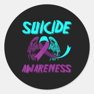 Sticker Rond Soutenir les ailes de sensibilisation au suicide P