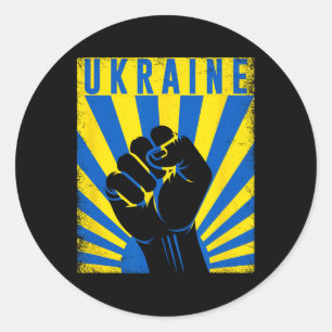 Sticker Rond Soutenir l'Ukraine Main Poing Ukraine Résister Man