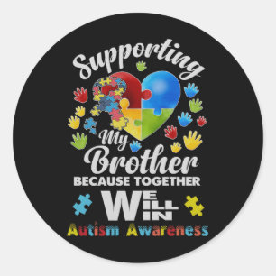 Sticker Rond Soutenir mon frère Puzzle Sensibilisation sur l'au