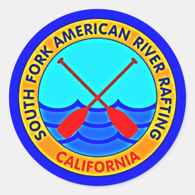 Sticker Rond South Fork American River Rafting Californie (Devant)