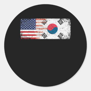 Sticker Rond South Korean American Flag