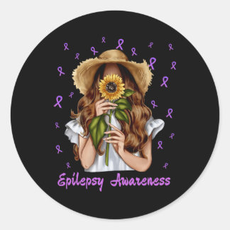 Sticker Rond Soutien à la sensibilisation à l'épilepsie des fem